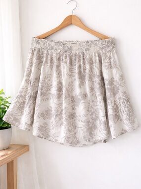 O’Neill Off-the-Shoulder Floral Top – Size Large | Linen Blend | Bell Sleeves